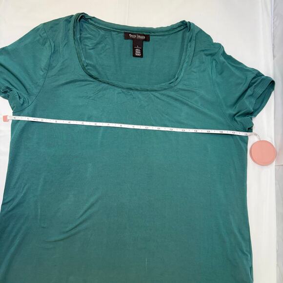 White House Black Market Teal Scoop Neck Stretch Tee Size L - Picture 5 of 8